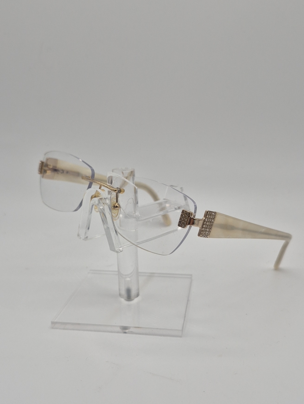 Caviar Rimless Eyeglasses w/Mother Of Pearl Arms